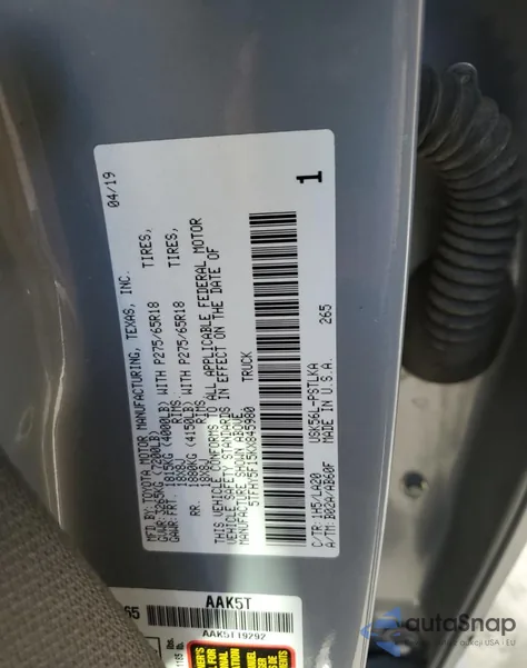 2019 Toyota Tundra Crewmax Limited z USA, uszkodzony, nr VIN 5TFHY5F15KX845980